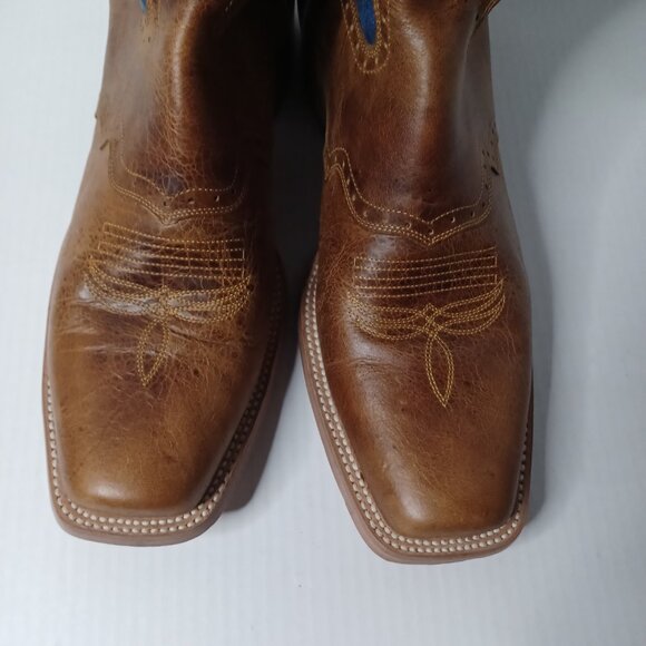 Vintage J.B. Dillon Reserve Cowboy Boots Mens 11.5EE Tan/Blue Rodeo Rancher 2004 - Picture 7 of 14